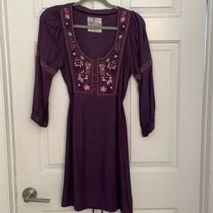 Anthropologie purple dress, 3/4 length sleeve